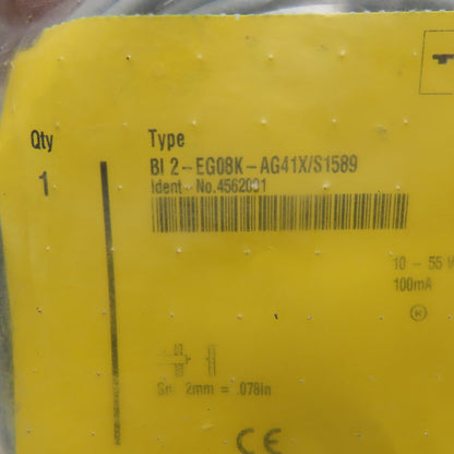Turck BI 2-EG08K-AG41X/S1589 4562091 10-55VDC Inductive Proximity Sensor