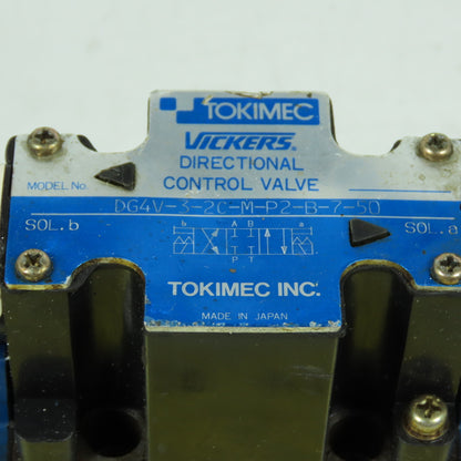 Tokimec Vickers DG4V-3-2C-M-P2-B-7-50 Solenoid Directional Control Valve 110V
