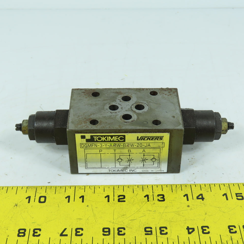 Tokimec Vickers DGMFN-3-Y-A2W-B2W-20-JA Hydraulic Flow Control Valve Sandwich
