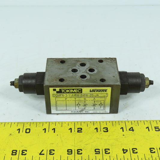 Tokimec Vickers DGMFN-3-Y-A2W-B2W-20-JA Hydraulic Flow Control Valve Sandwich
