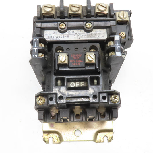Allen Bradley 500-A0D940 Size 0 Motor Starter 600V 5Hp Max 115/120V Coil