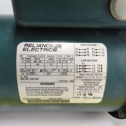 Reliance P14H1446H 2HP AC Electric Motor 1725RPM 230/460V 3Ph FD145TC Frame