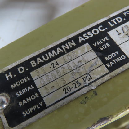 H. D. Baumann 32-24 102 1/2" Bronze Pneumatic Diaphragm Control Valve 20-25PSI