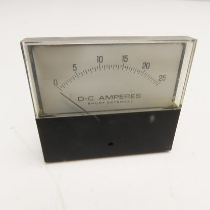 Yew 251324ECEC7JCM 0-25 DC Amperes Amps Analog Panel Ammeter