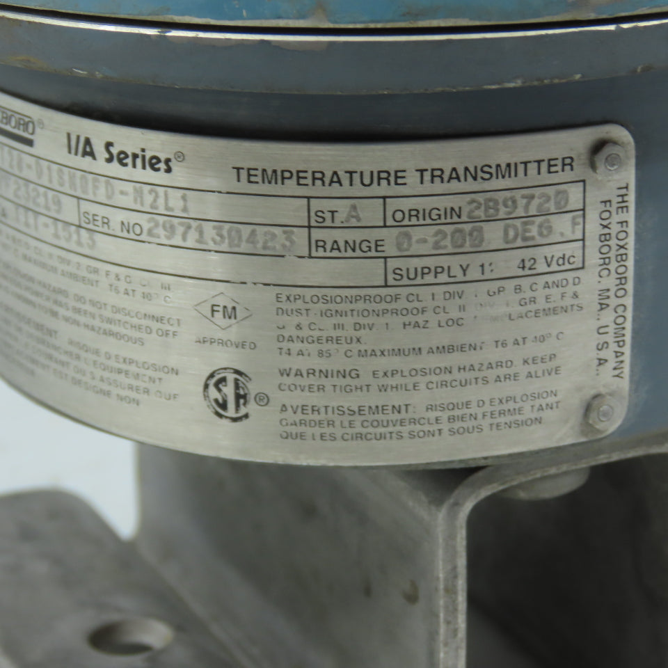 Foxboro RTT20-D1SNQFD-M2L1 I/A Series Temperature Transmitter 0-200 Deg F 12-42V