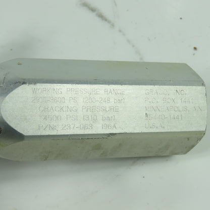 Graco 237-063 High Pressure Fluid Relief Valve 2900-3600 PSI