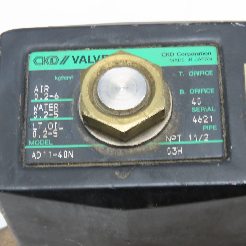 CKD AD11-40N 1-1/2" NPT Brass Solenoid Valve 24VDC Coil