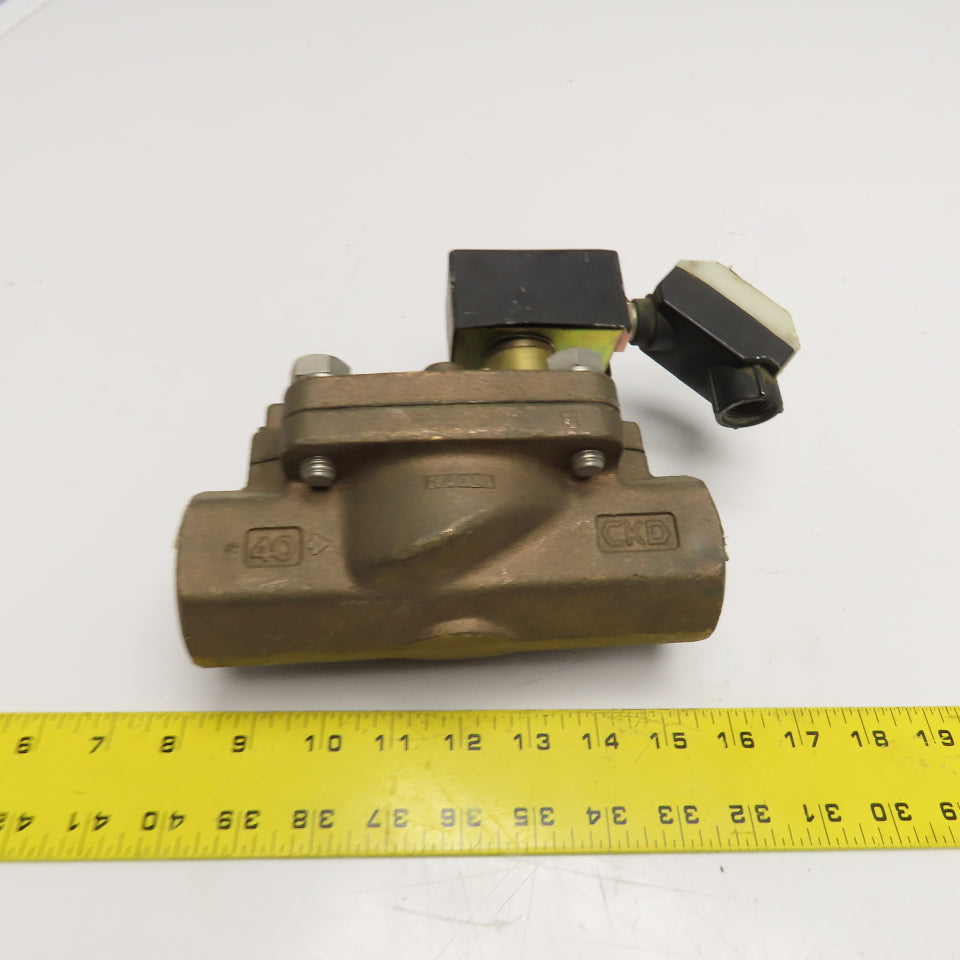 CKD AD11-40N 1-1/2" NPT Brass Solenoid Valve 24VDC Coil