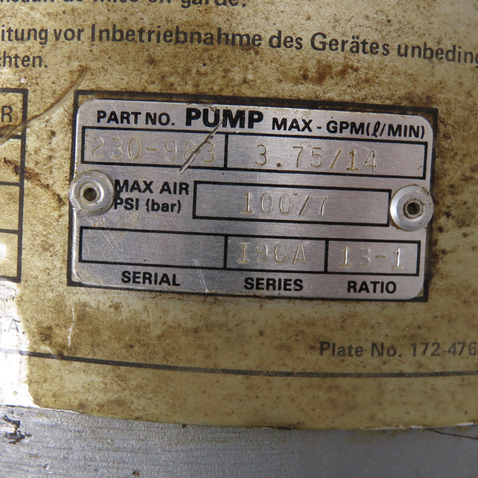 Graco 230-973 Senator 13:1 Ratio Air Powered Pump 100 PSI