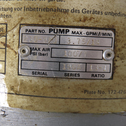 Graco 230-973 Senator 13:1 Ratio Air Powered Pump 100 PSI