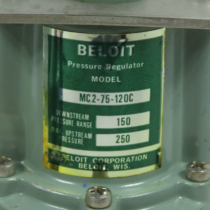 Beloit MC2-75-120C Pressure Regulators 150 PSI Range w/ 1 Gauge Lot of 2