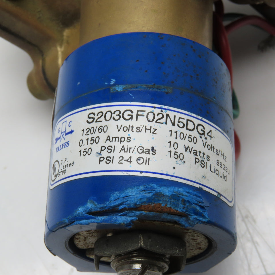 GC Valves S203GF02N5DG4 1/2" NPT 3 Way Normally Closed Solenoid Valve 120V Coil