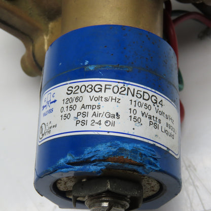 GC Valves S203GF02N5DG4 1/2" NPT 3 Way Normally Closed Solenoid Valve 120V Coil
