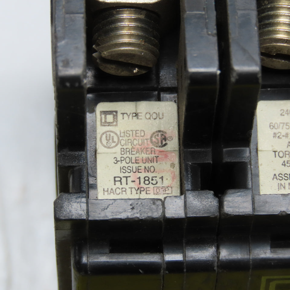 Square D QUO 60A 3 Pole Circuit Breaker 240VAC