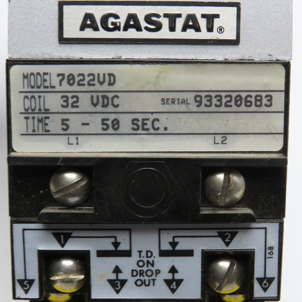 Agastat 7022VD 5-50 Second Timer Time Delay Relay 32VDC Coil
