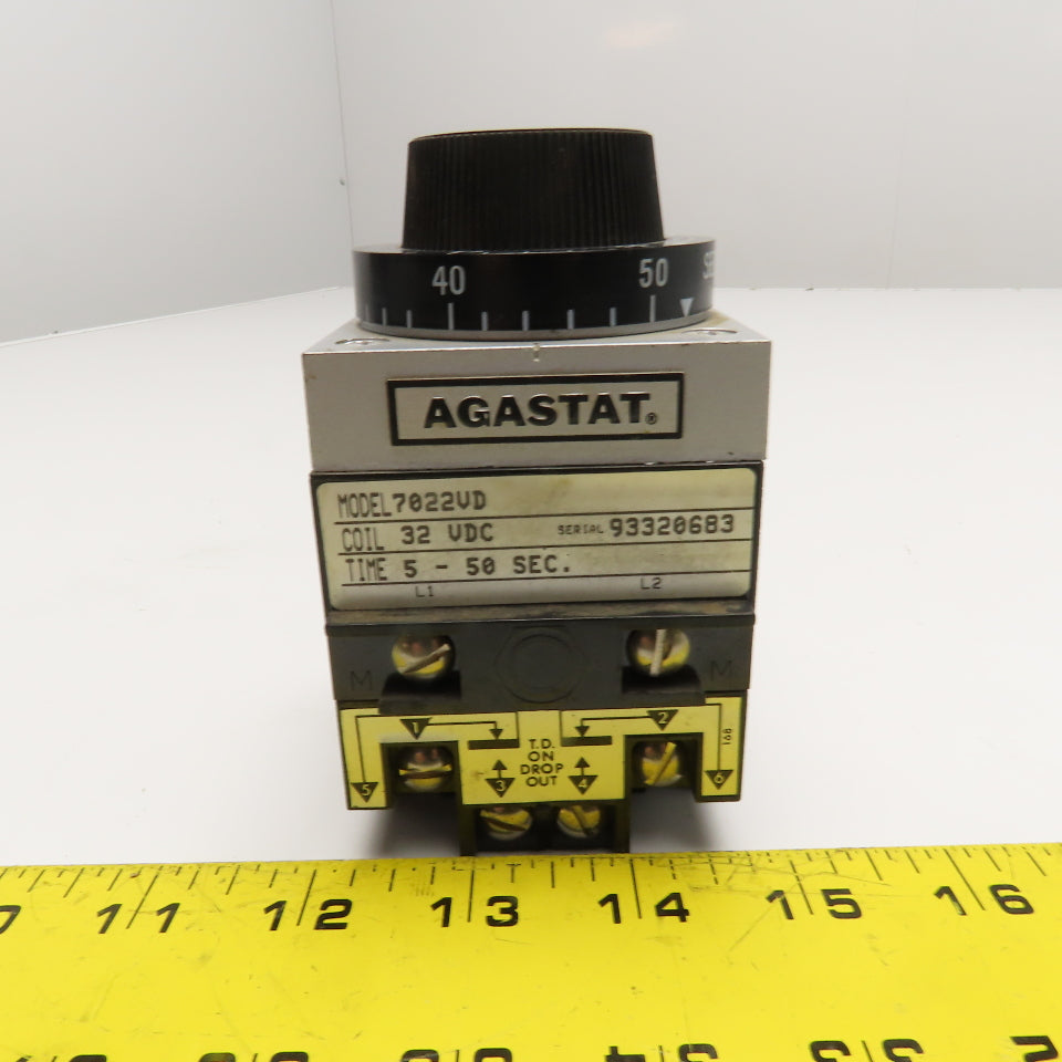 Agastat 7022VD 5-50 Second Timer Time Delay Relay 32VDC Coil