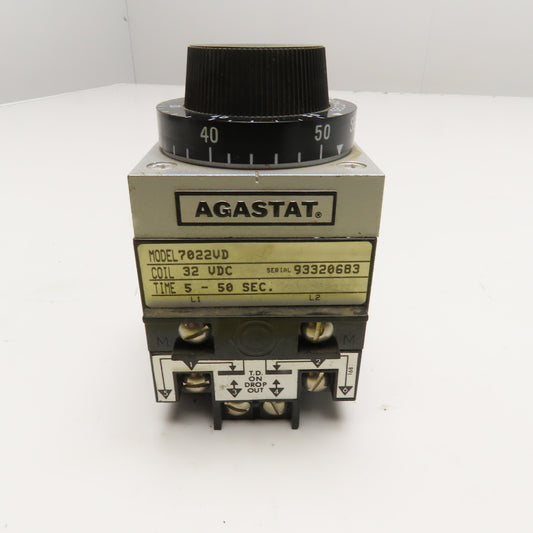 Agastat 7022VD 5-50 Second Timer Time Delay Relay 32VDC Coil