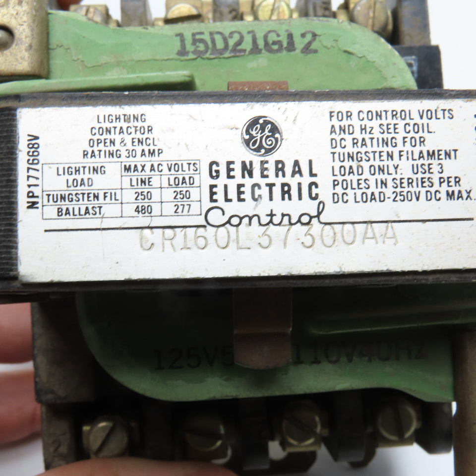 General Electric CR160L37300AA Lighting Contactor Relay 250/480V 125/110V Coil