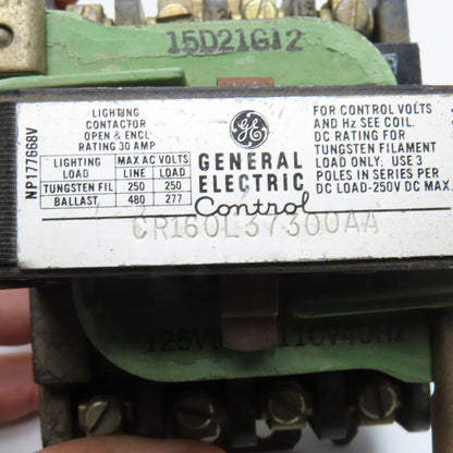 General Electric CR160L37300AA Lighting Contactor Relay 250/480V 125/110V Coil