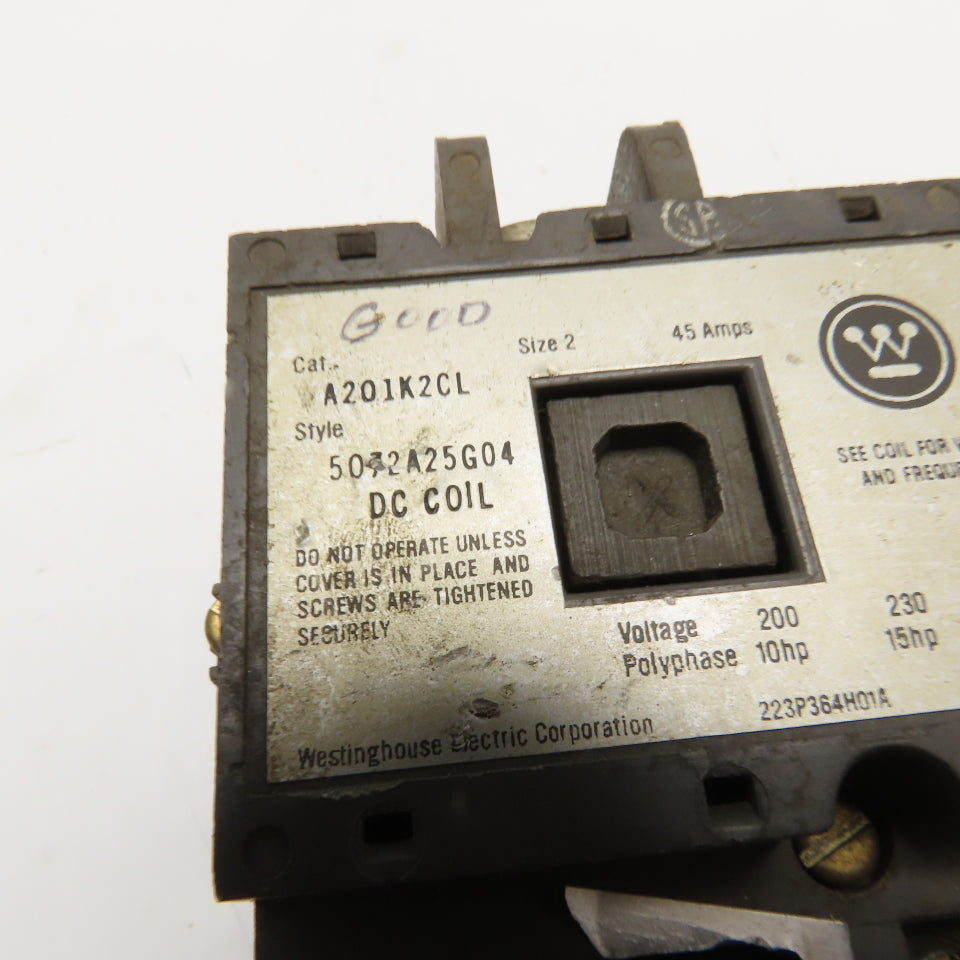 Westinghouse A201K2CL Size 2 600V Contactor Motor Starter 24V DC Coil