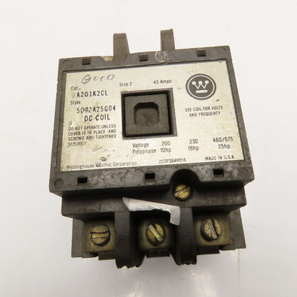 Westinghouse A201K2CL Size 2 600V Contactor Motor Starter 24V DC Coil