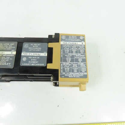 Allen-Bradley 700-P400A1 700-PLLA1 AC Relay W/ Mechanical Latch Unit 120V Coil