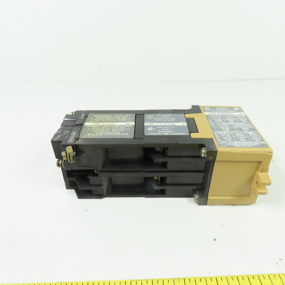 Allen-Bradley 700-P400A1 700-PLLA1 AC Relay W/ Mechanical Latch Unit 120V Coil