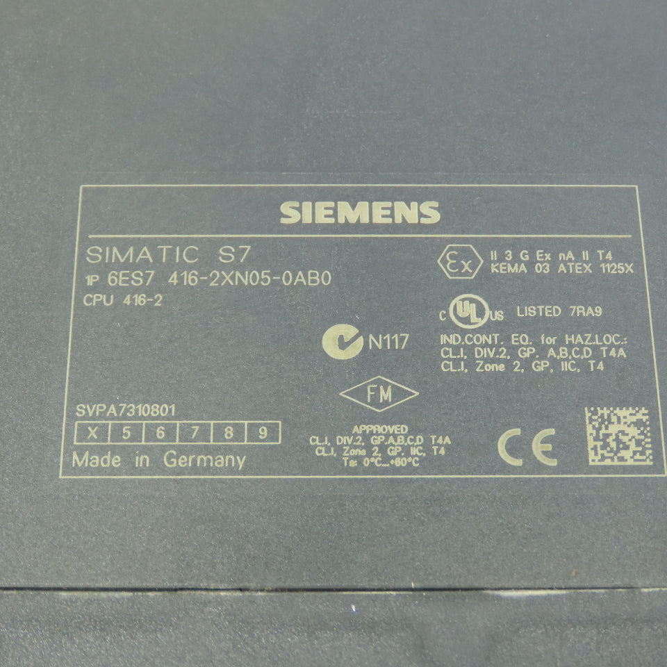 Siemens 6ES7 416-2XN05-0AB0 Simatic S7 CPU 416-2 Processor Module W/256KB Memory