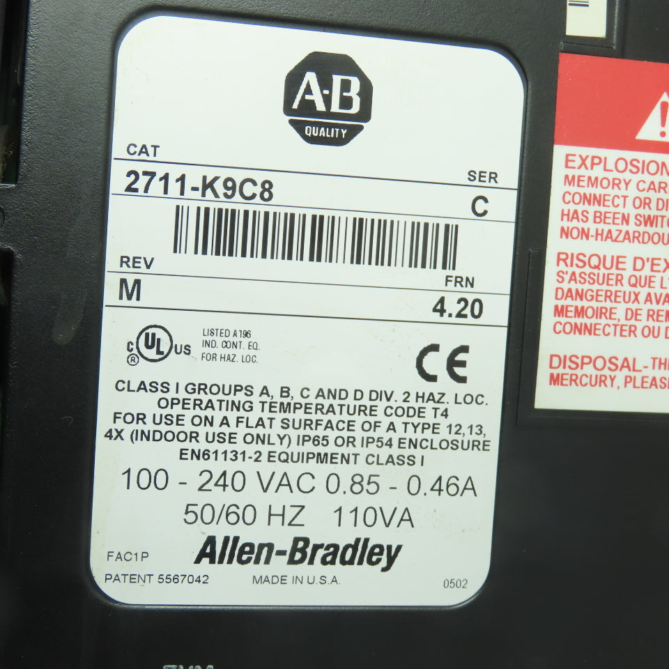 Allen-Bradley 2711-K9C8 PanelView 900 Operator Interface 100-240VAC Ser C Rev M
