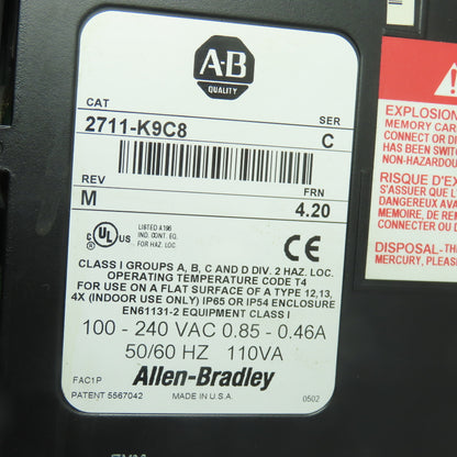 Allen-Bradley 2711-K9C8 PanelView 900 Operator Interface 100-240VAC Ser C Rev M