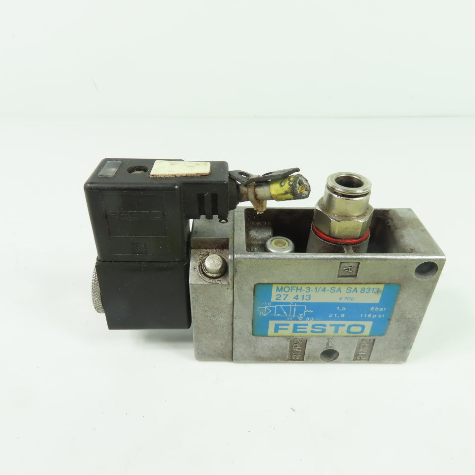 Festo 8313 MOFH-3-1/4-SA 3/2 Solenoid Valve 1/4" Port 24VDC