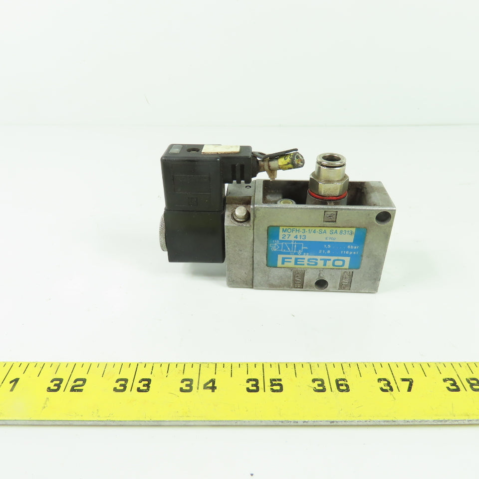 Festo 8313 MOFH-3-1/4-SA 3/2 Solenoid Valve 1/4" Port 24VDC
