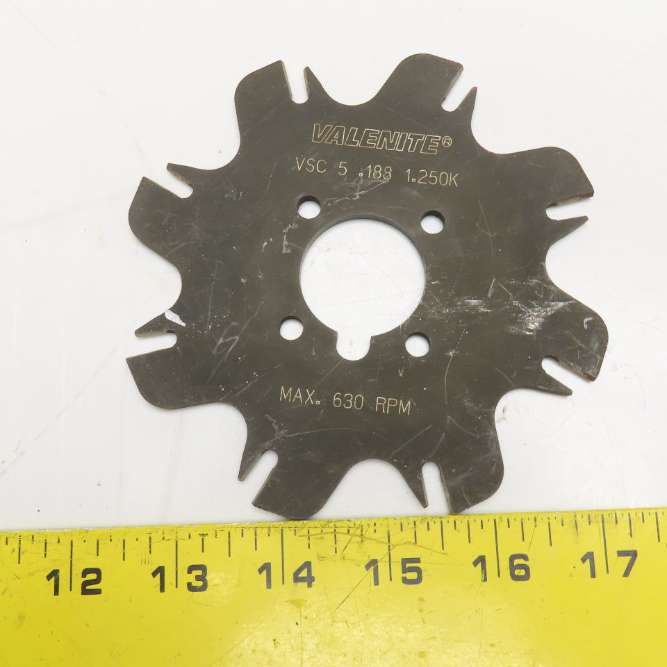 Valenite VSC 5 .188 1.250K 5" Slotting Mill Slot Cutter 1.250" Arbor 630RPM