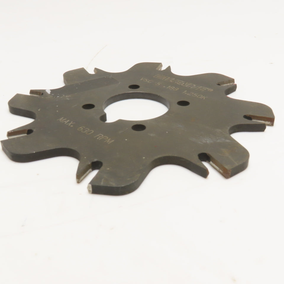 Valenite VSC 5 .188 1.250K 5" Slotting Mill Slot Cutter 1.250" Arbor 630RPM
