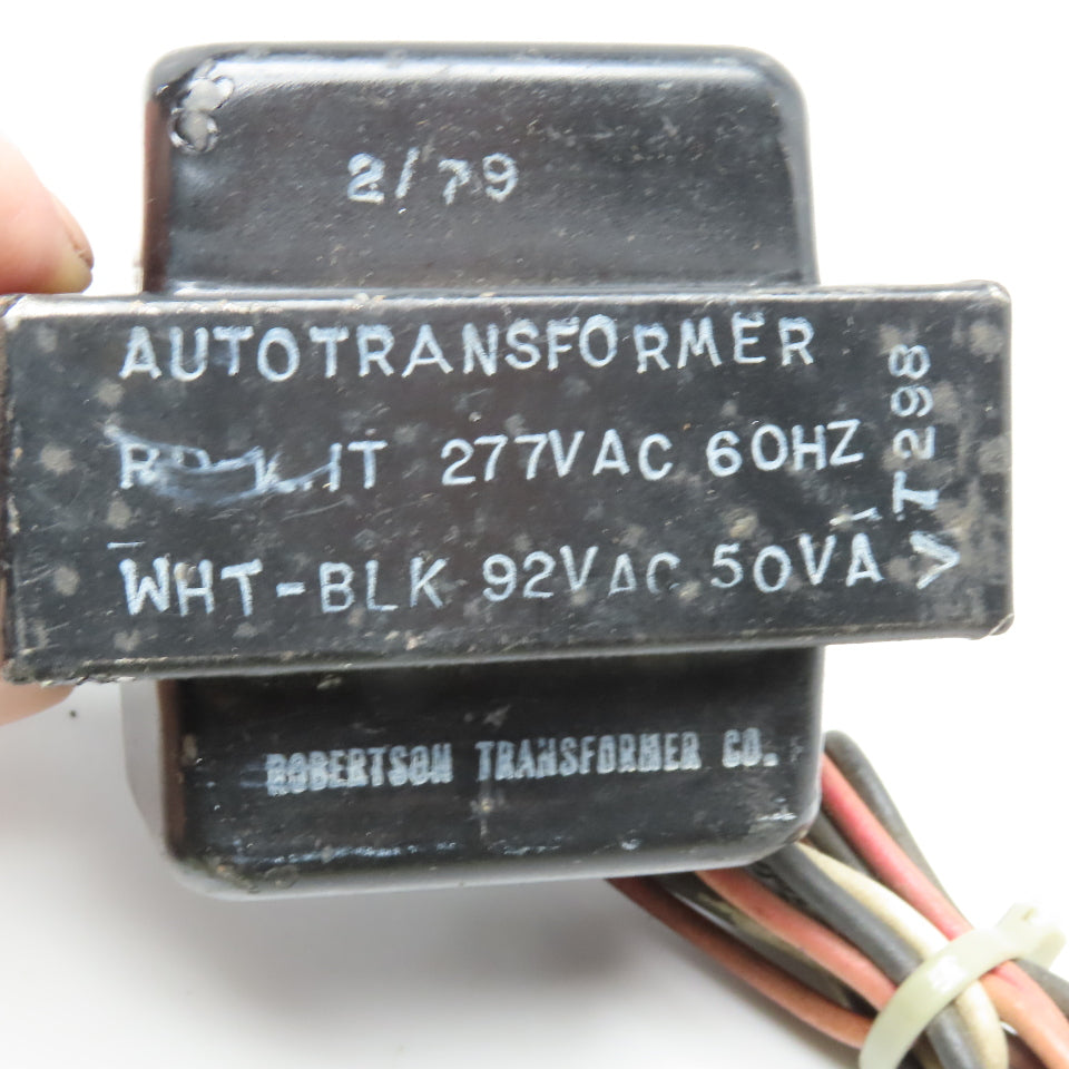 Robertson Transformer VT298 277VAC Primary 92VAC Sec. 50VA Autotransformer