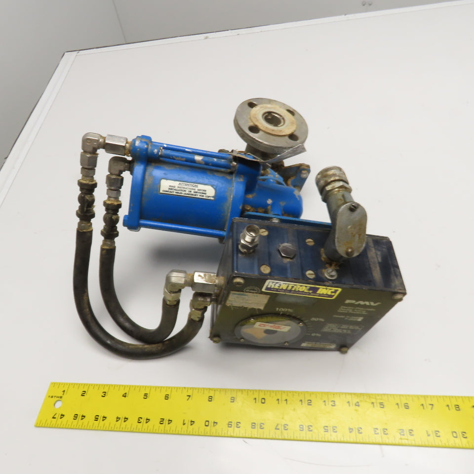 Kentrol P-2000 1" Flange Mount Stainless Steel Ball Valve Pneumatic Actuator