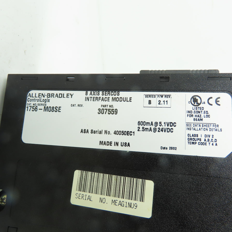 Allen-Bradley 1756-M08SE ControlLogix 8 Axis SERCOS Interface Module Ser B