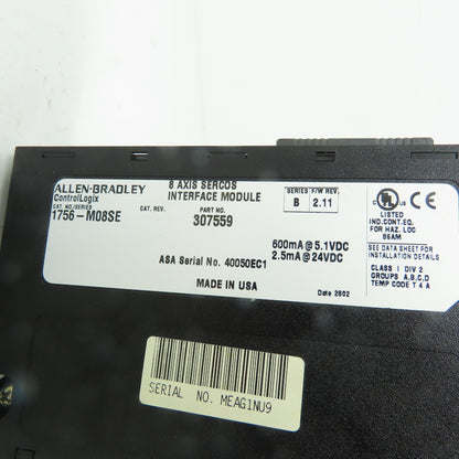 Allen-Bradley 1756-M08SE ControlLogix 8 Axis SERCOS Interface Module Ser B