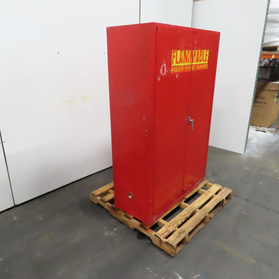 45 Gallon Flammable Liquid Storage Cabinet + 4 Shelves 43"x18"x65"H Bad Latch
