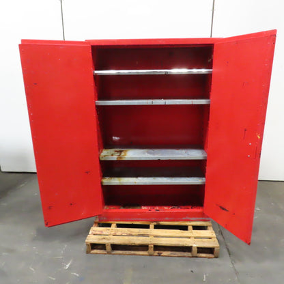 45 Gallon Flammable Liquid Storage Cabinet + 4 Shelves 43"x18"x65"H Bad Latch