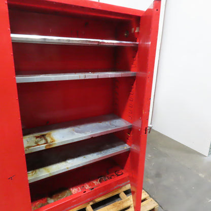 45 Gallon Flammable Liquid Storage Cabinet + 4 Shelves 43"x18"x65"H Bad Latch