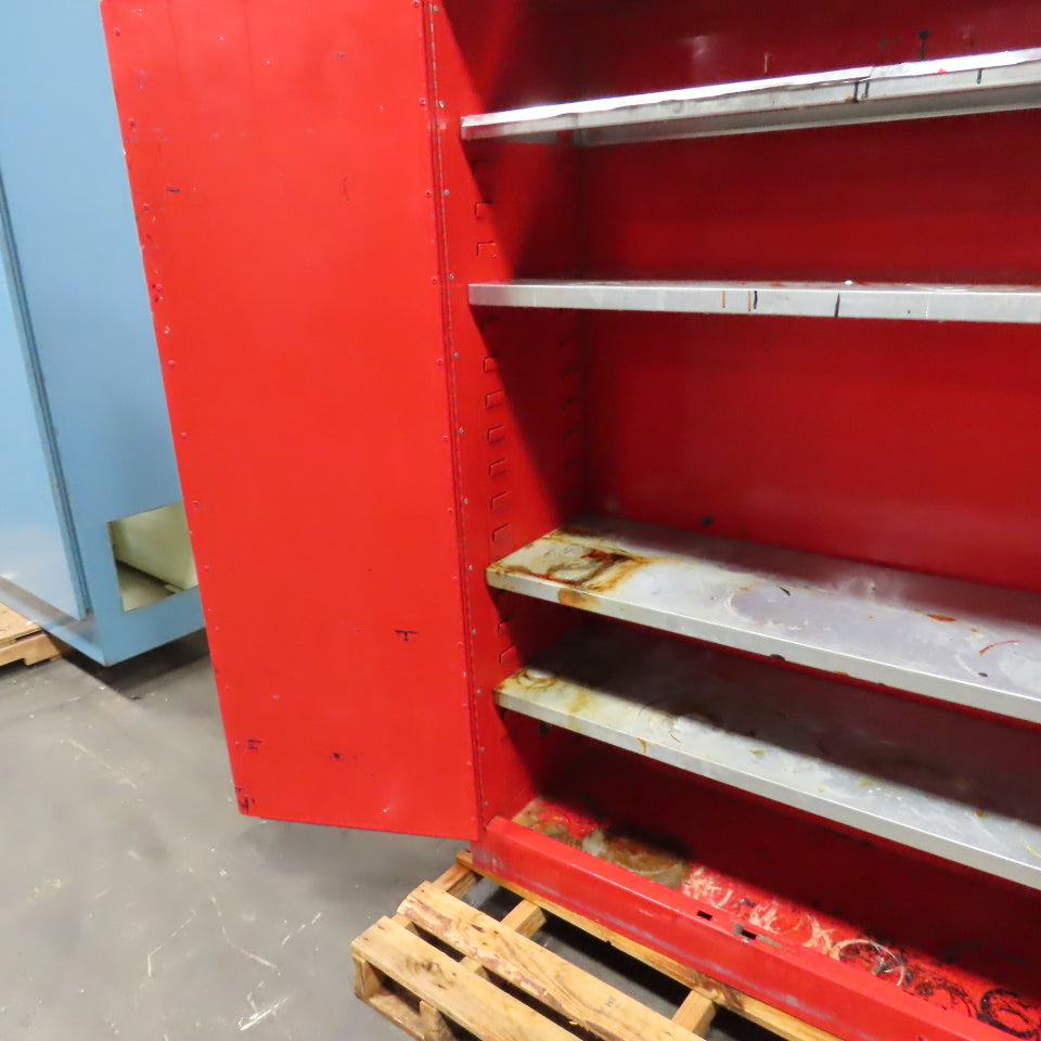 45 Gallon Flammable Liquid Storage Cabinet + 4 Shelves 43"x18"x65"H Bad Latch