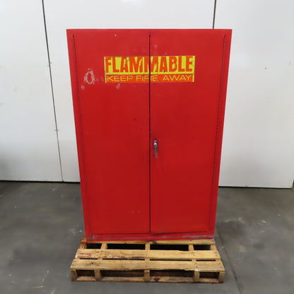 45 Gallon Flammable Liquid Storage Cabinet + 4 Shelves 43"x18"x65"H Bad Latch
