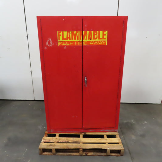 45 Gallon Flammable Liquid Storage Cabinet + 4 Shelves 43"x18"x65"H Bad Latch