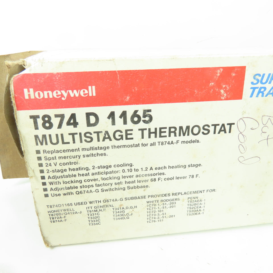 Honeywell T874D1165 Multistage Thermostat 2-Stage Heat/Cool 24V SPST