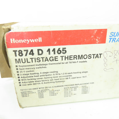 Honeywell T874D1165 Multistage Thermostat 2-Stage Heat/Cool 24V SPST