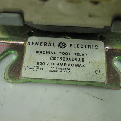 General Electric CR2810A14AC Machine Tool Relay 10A 600V 208V Coil NEW