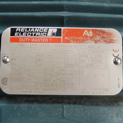 Reliance Electric P18G3894A 1HP Electric Motor 460V 3Ph 1760RPM 182C Frame