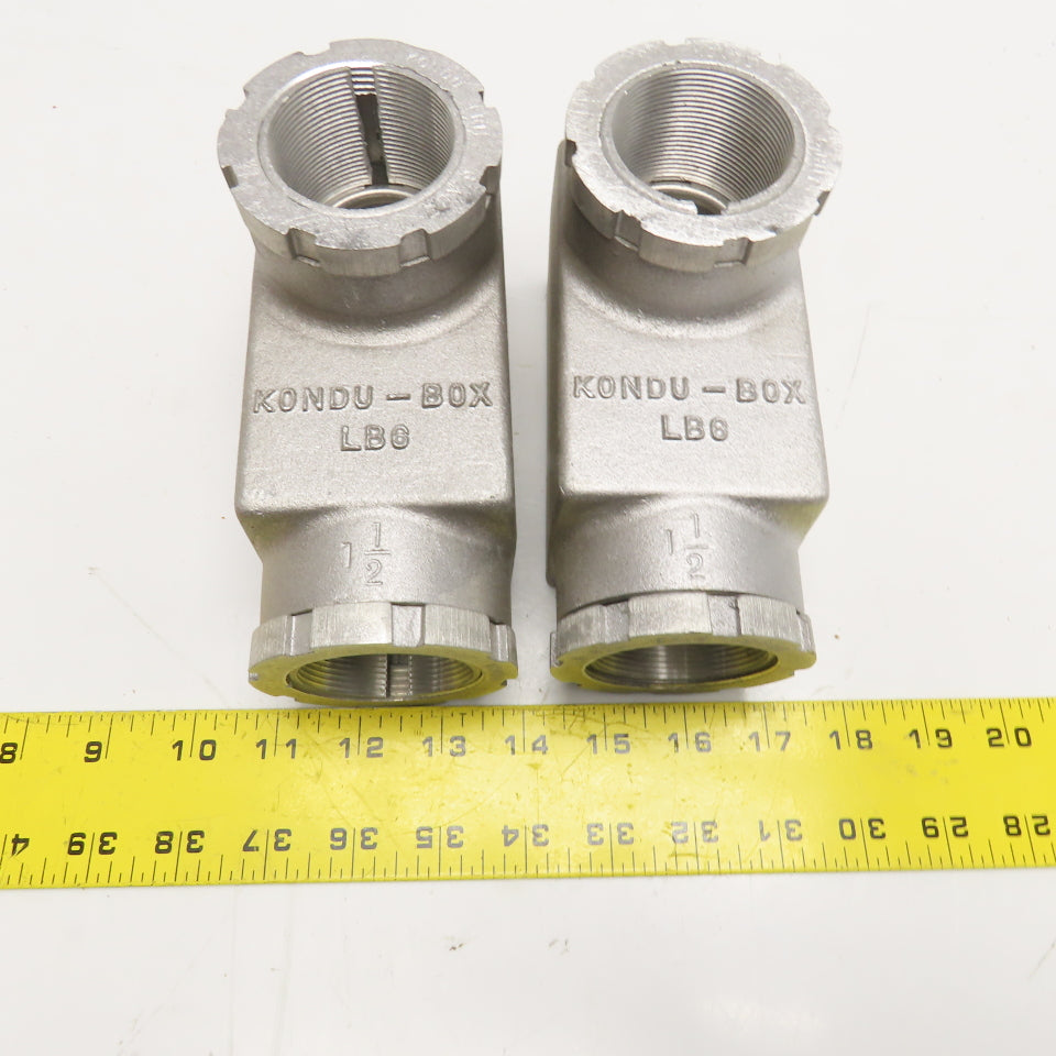 Kondu LB-6 1-1/2" Threaded Hub Electrical Conduit Body LB Lot Of 2