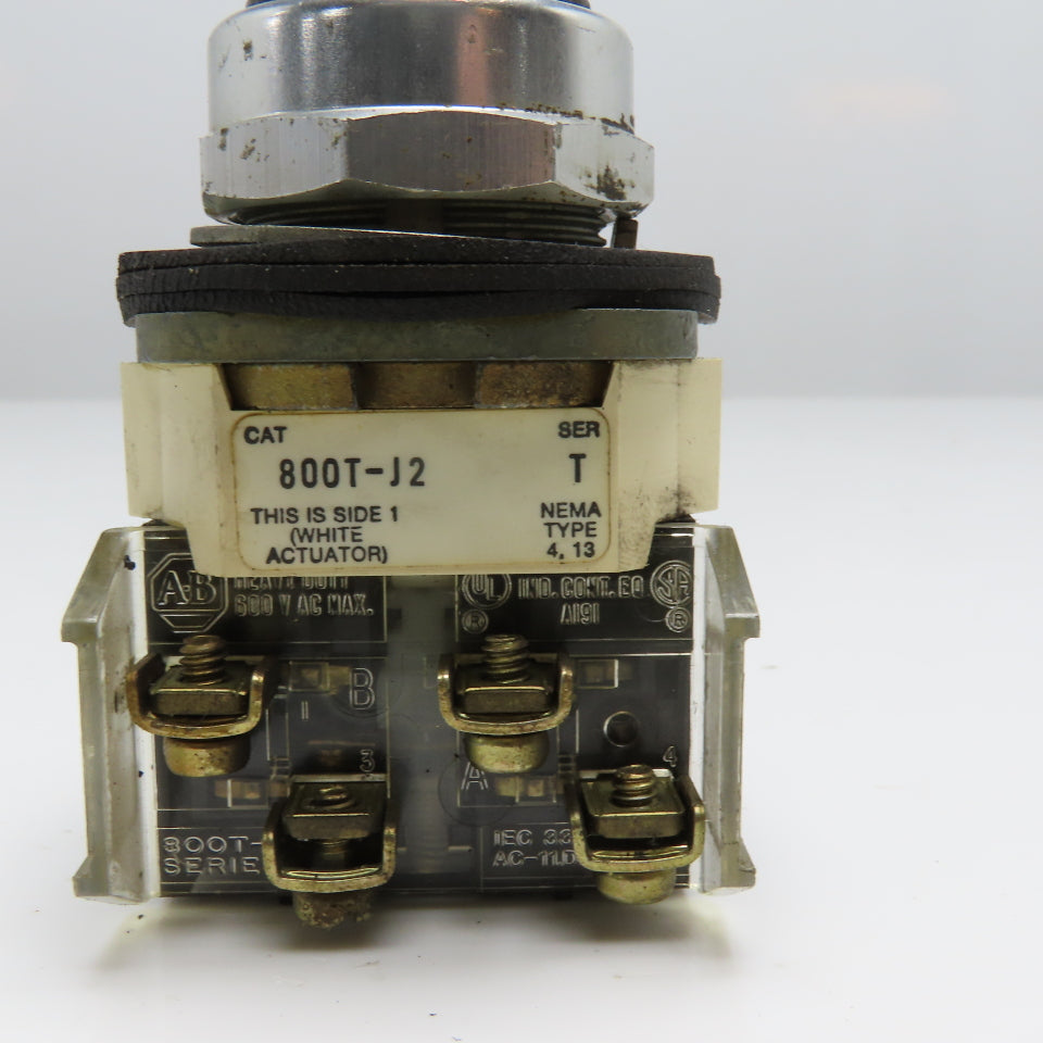 Allen Bradley 800T-J2 3 Position Selector Switch 600V